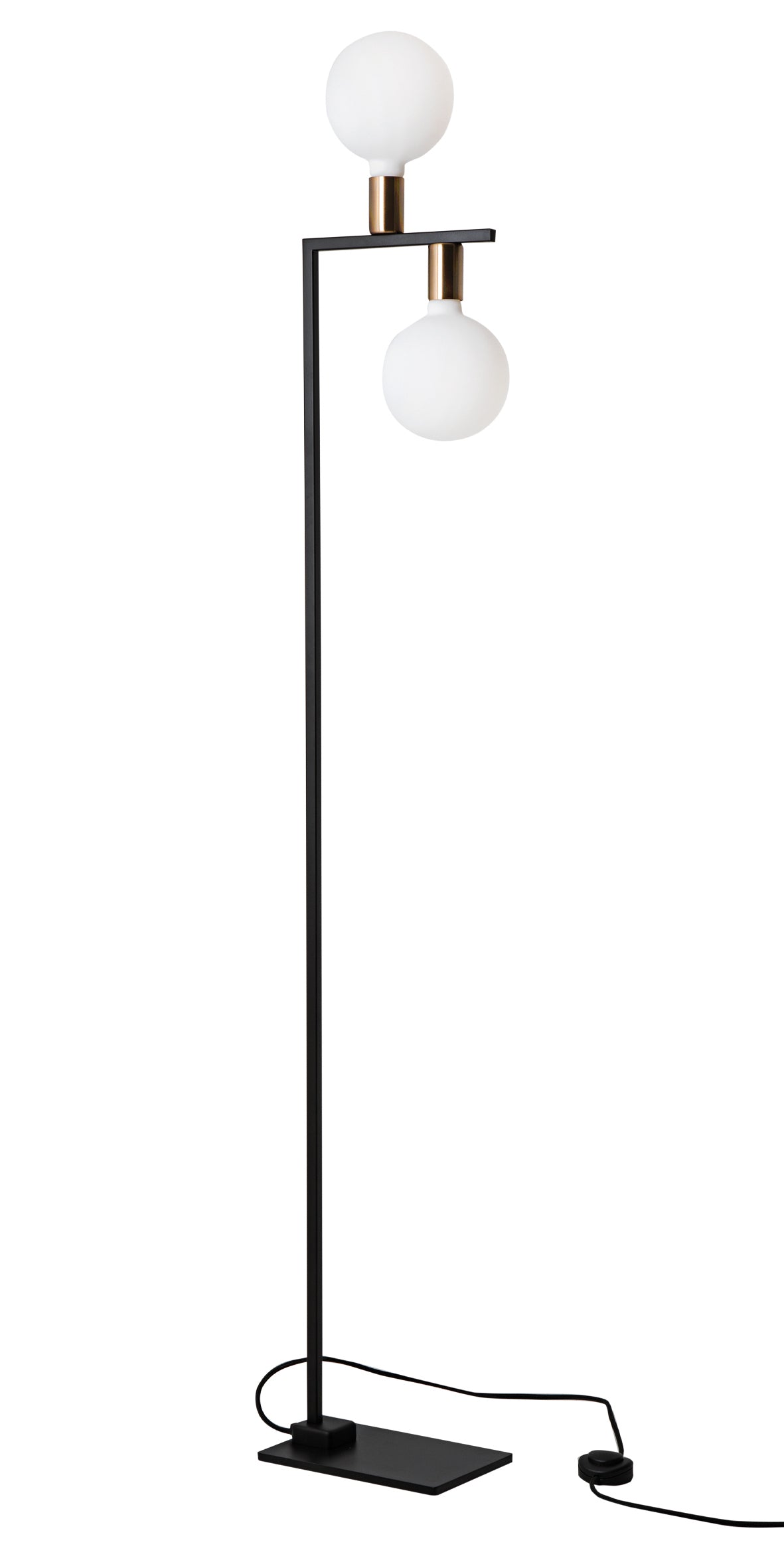 lampada da terra Twin nera ottone satinato.jpg