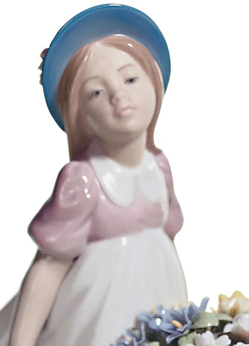 bimba con cariola di fiori Lladro 1006521 dettagli bimba.jpg